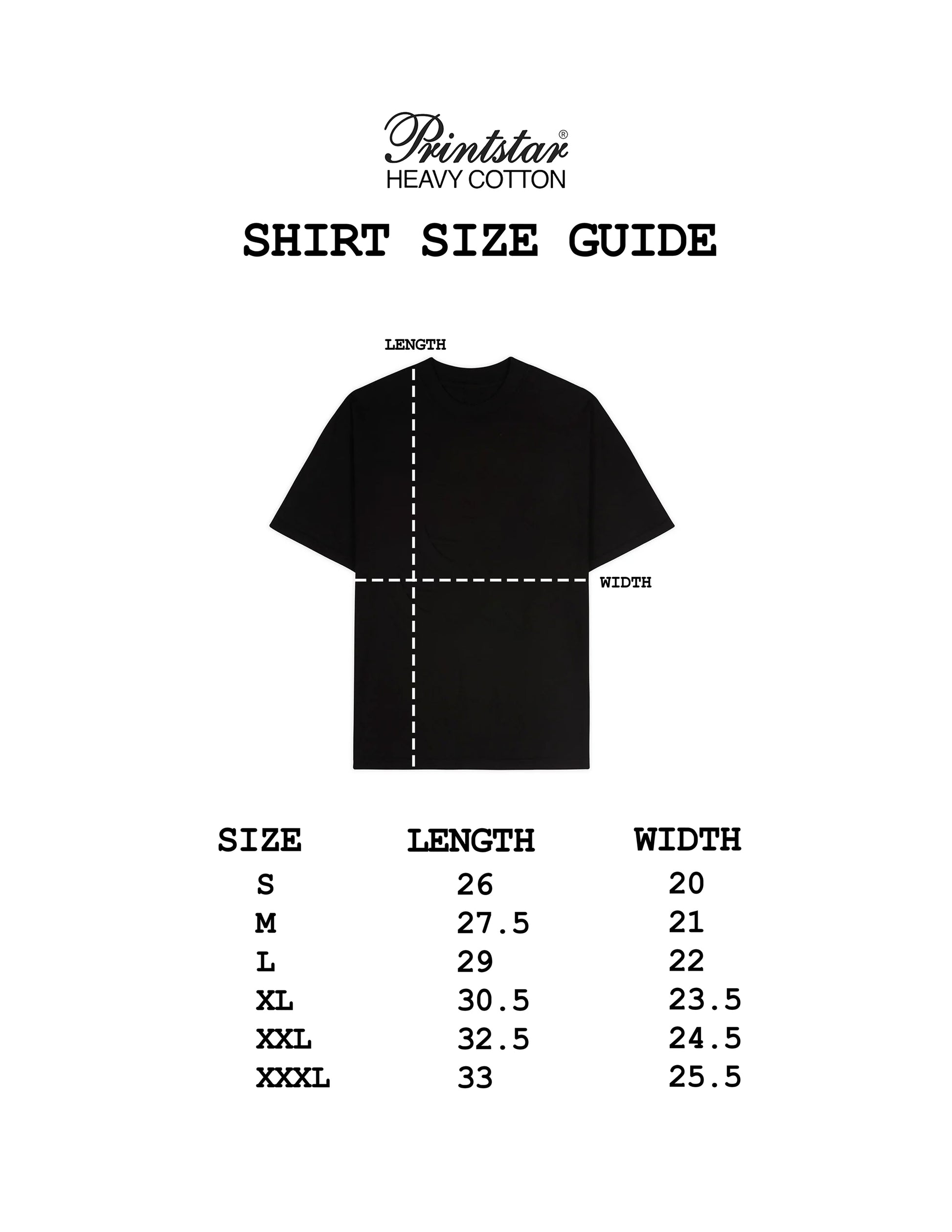 Hysteria x Barrio Bounce size chart
